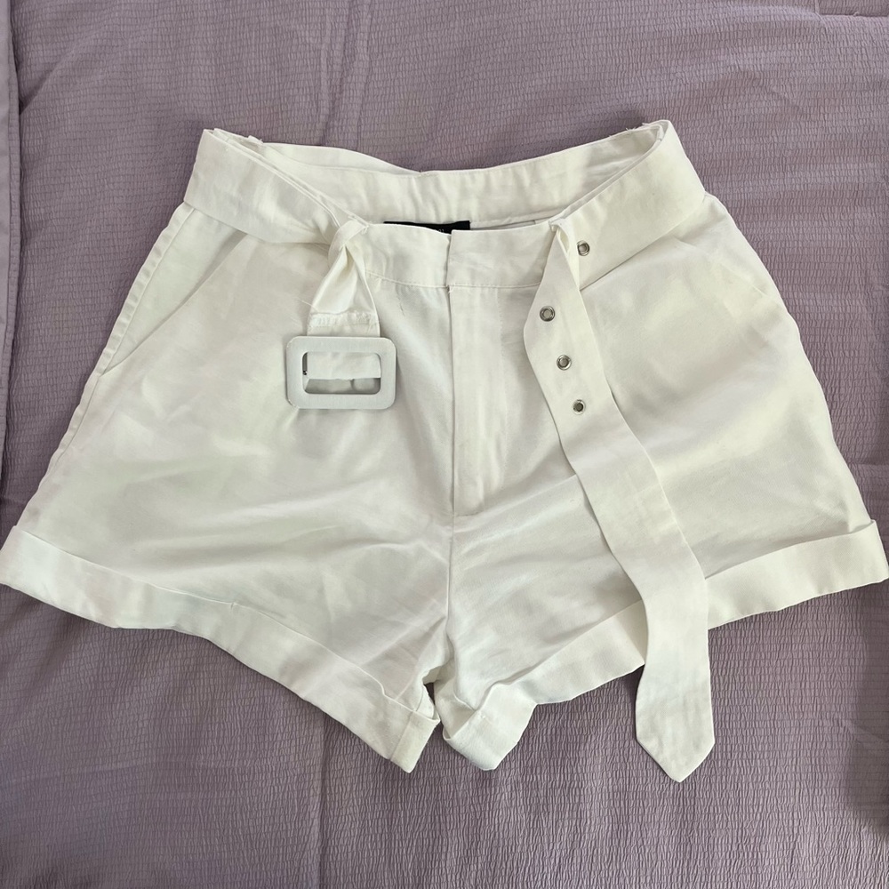High waisted white shorts